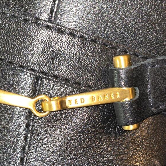 Ted Baker Women's‎ Black Leather Gold Trim Anisea Ankle Boots Size 40 US New - Picture 14 of 16